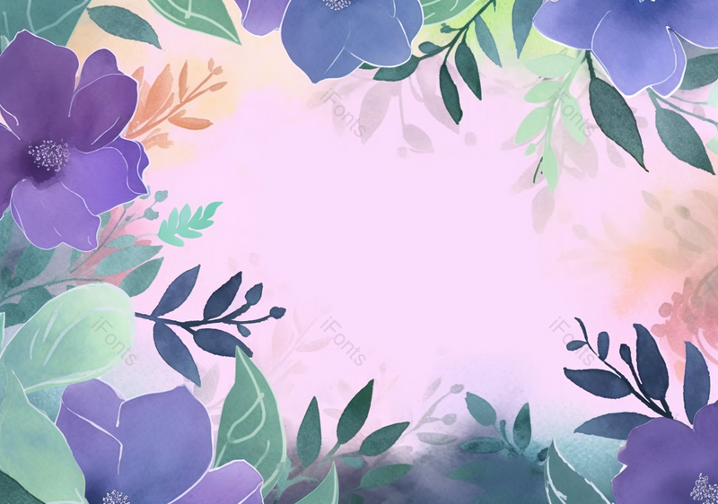 花卉植物叶子水彩油画装饰边框背景,插画/手绘图,插画/手绘图库,插画/手绘图下载,插画/手绘